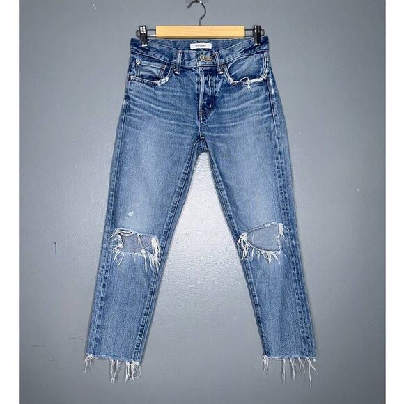 Moussy Vintage MV Yardley Tapered Jeans In Light Blue Wash Size 25 Straight Leg - Picture 2 of 10
